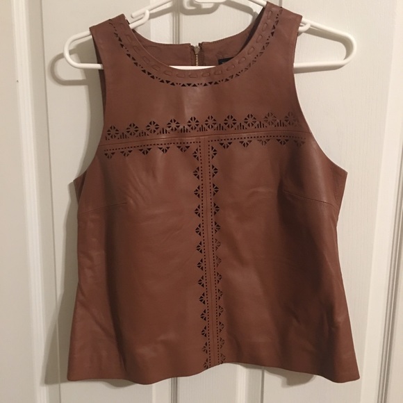 White House Black Market Tops - White House black market leather tank 6 EUC!